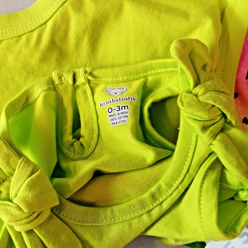 Koala Baby Watermelon Bodysuit Shorts‎ Set 0-3 Months Neon Y2K Kidcore Rainbow